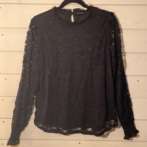 Black lace long sleeve shirt
